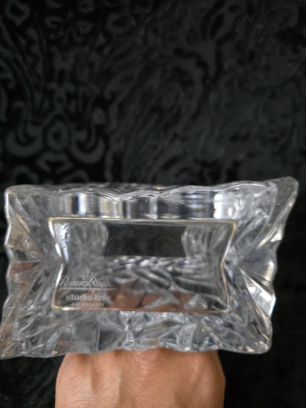 Rosenthal Studio Crystal Patterned Square Vase Linie Germany Signed